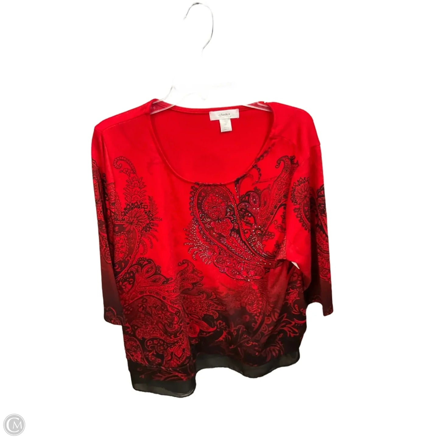 Top 3/4 Sleeve By Cj Banks In Red, Size: 1x