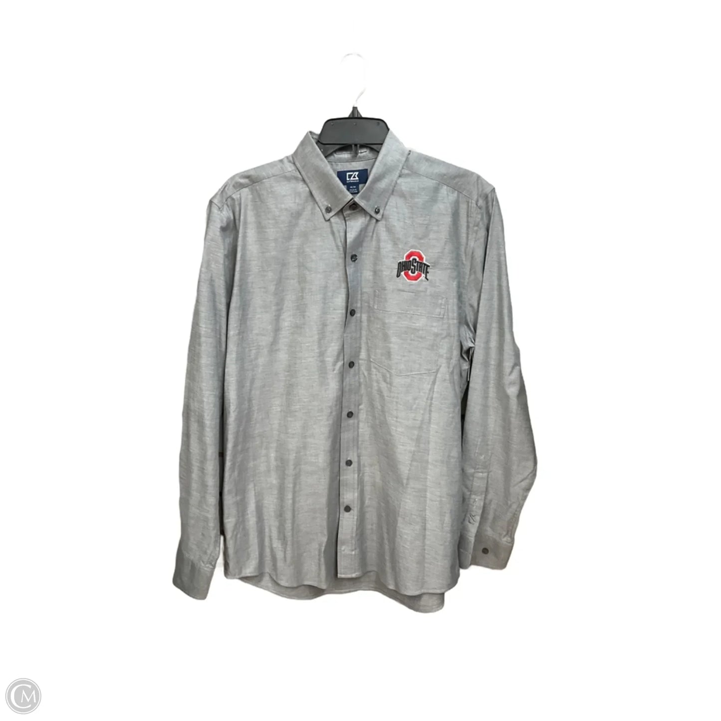 Blouse Long Sleeve By Cutter And Buck In Grey, Size: M