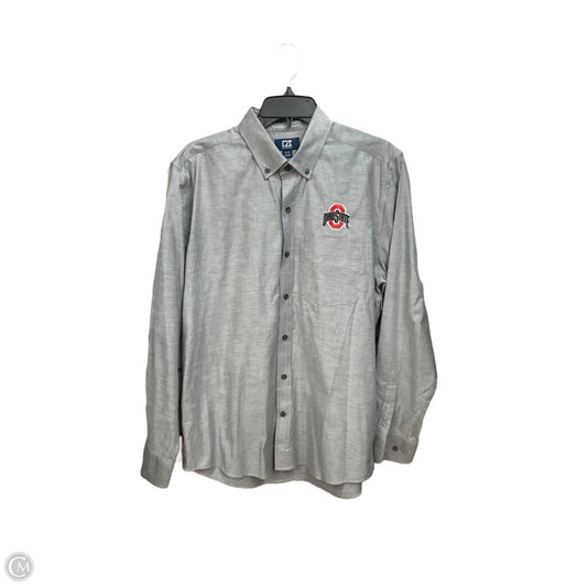 Blouse Long Sleeve By Cutter And Buck In Grey, Size: M