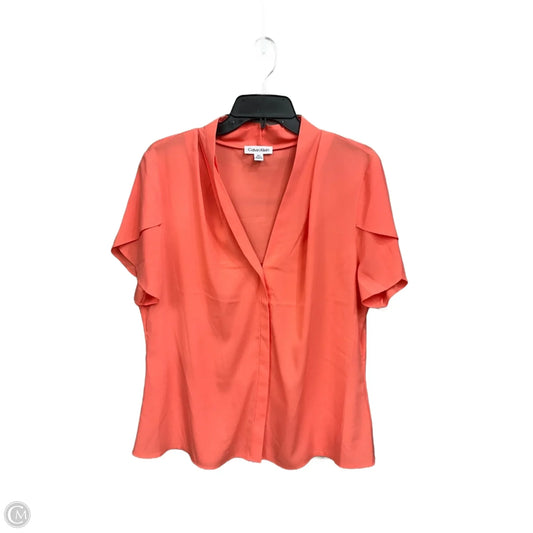 Blouse Short Sleeve By Calvin Klein In Coral, Size: Xl