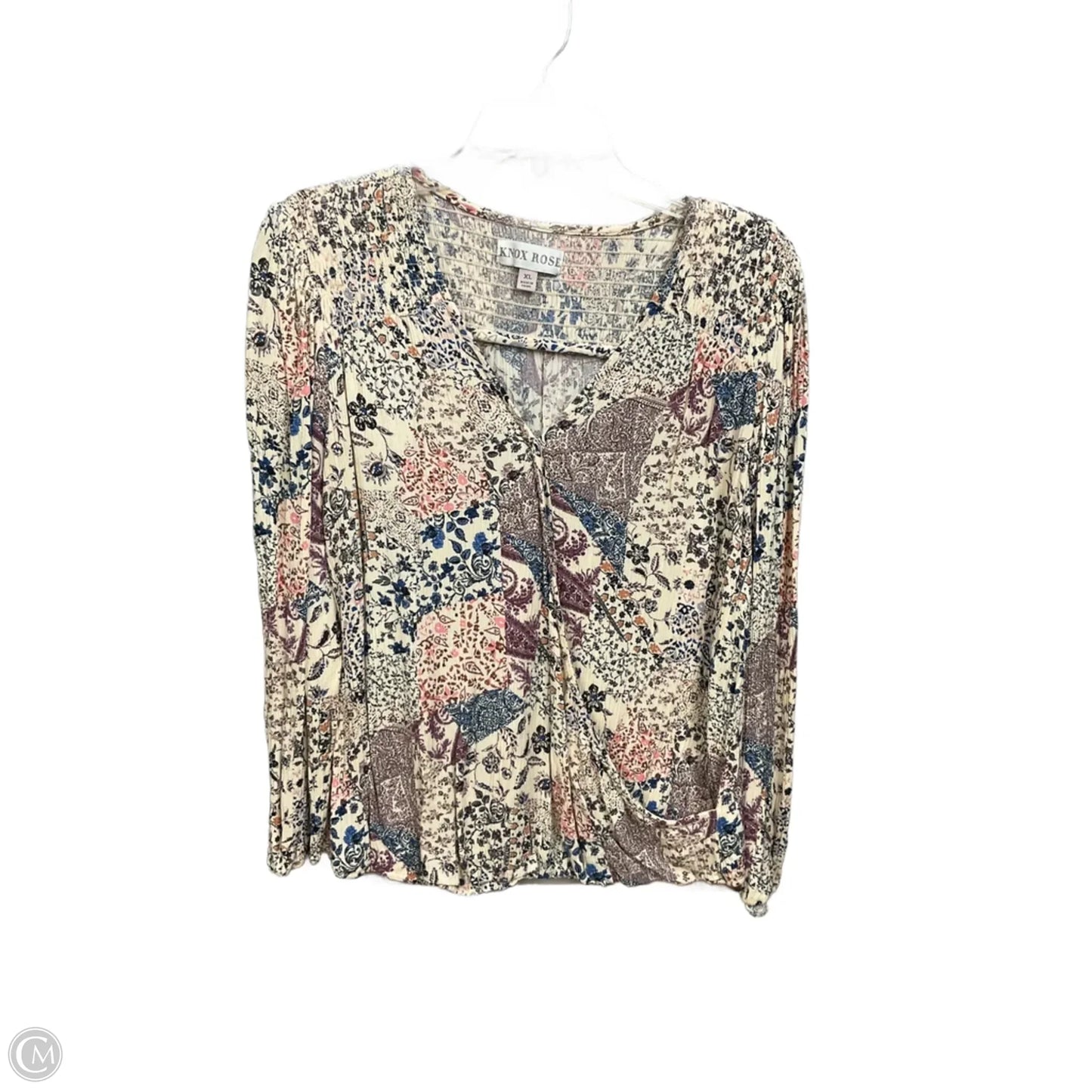 Top Long Sleeve By Knox Rose In Floral Print, Size: Xl