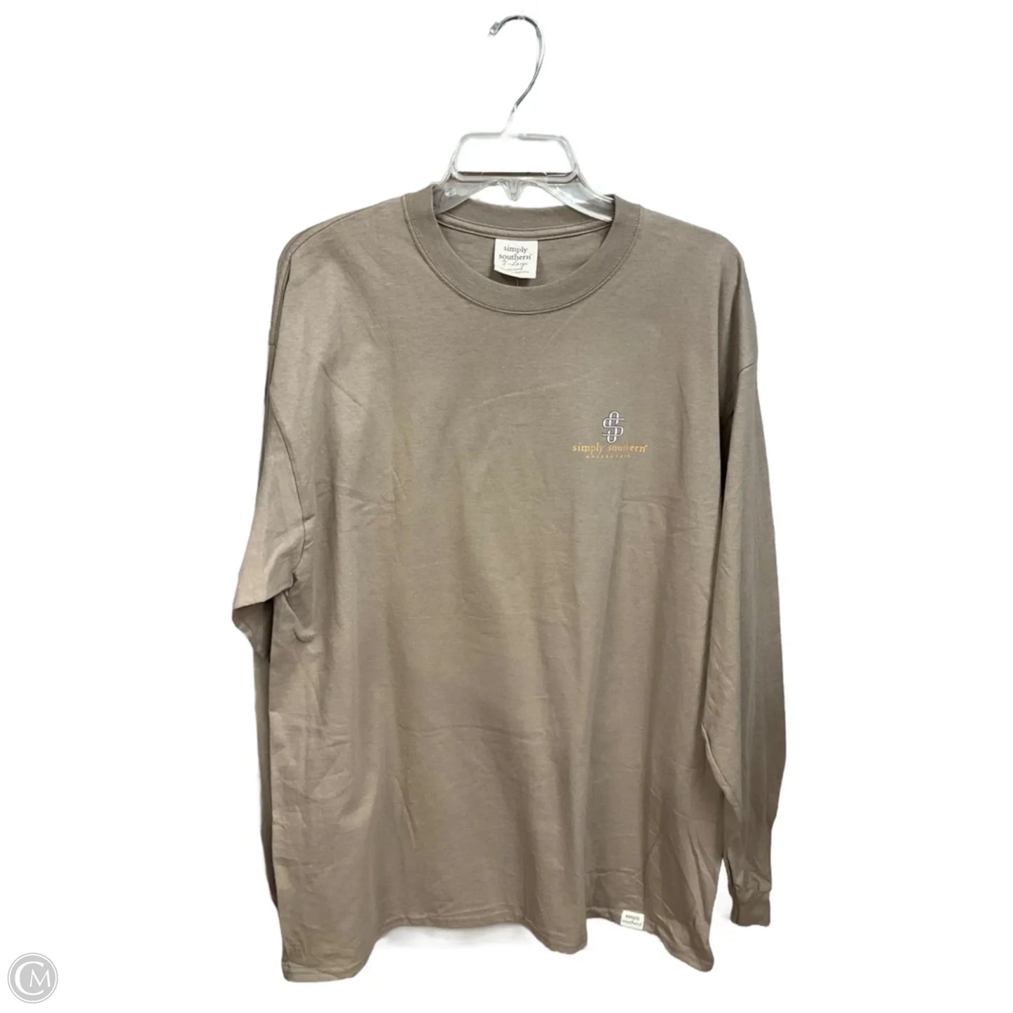 Top Long Sleeve Basic By Simply Southern In Tan, Size: Xl