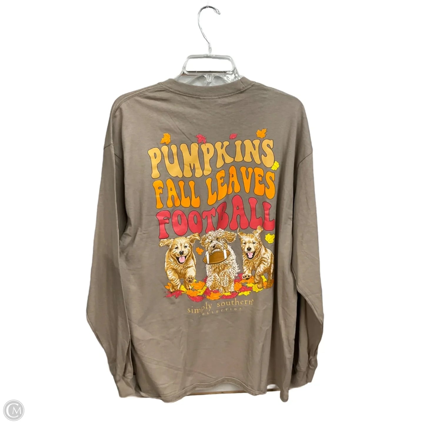 Top Long Sleeve Basic By Simply Southern In Tan, Size: Xl