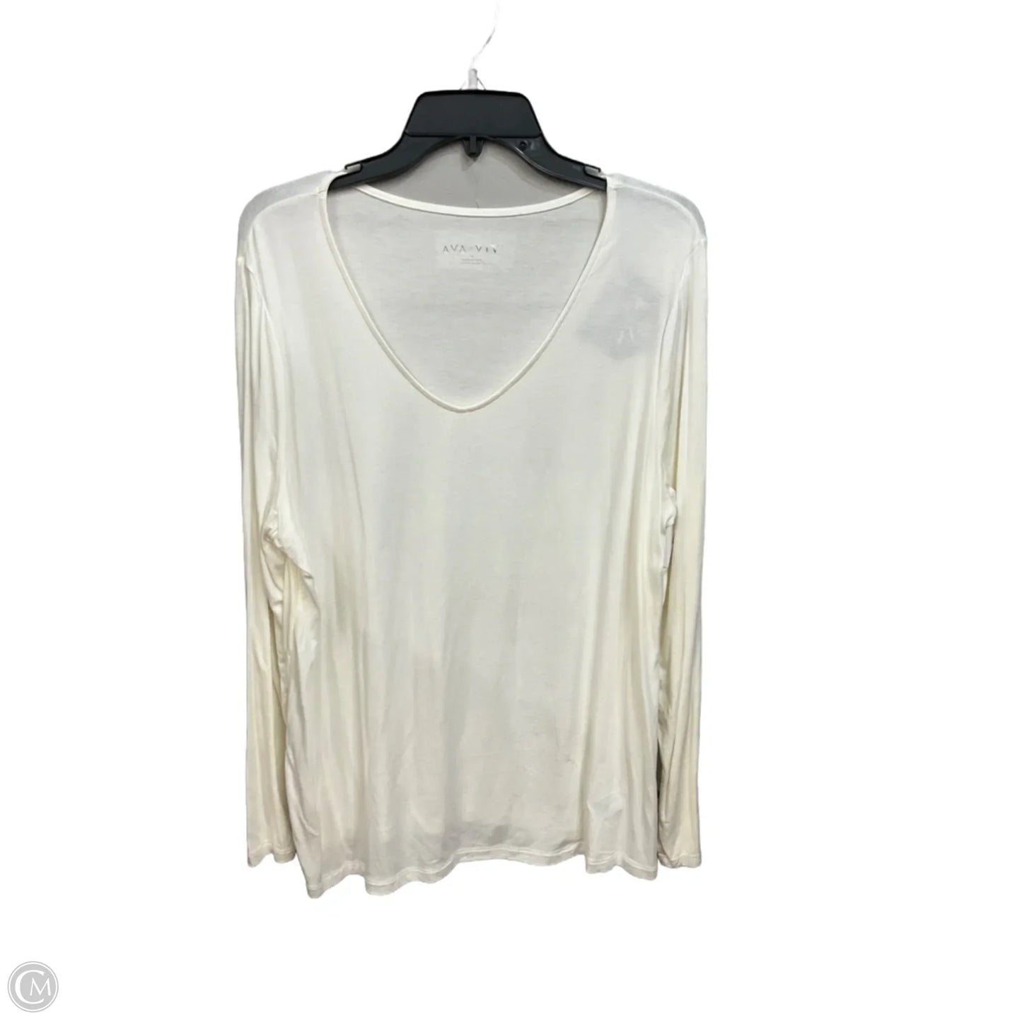 Top Long Sleeve Basic By Ava & Viv In Cream, Size: 1x