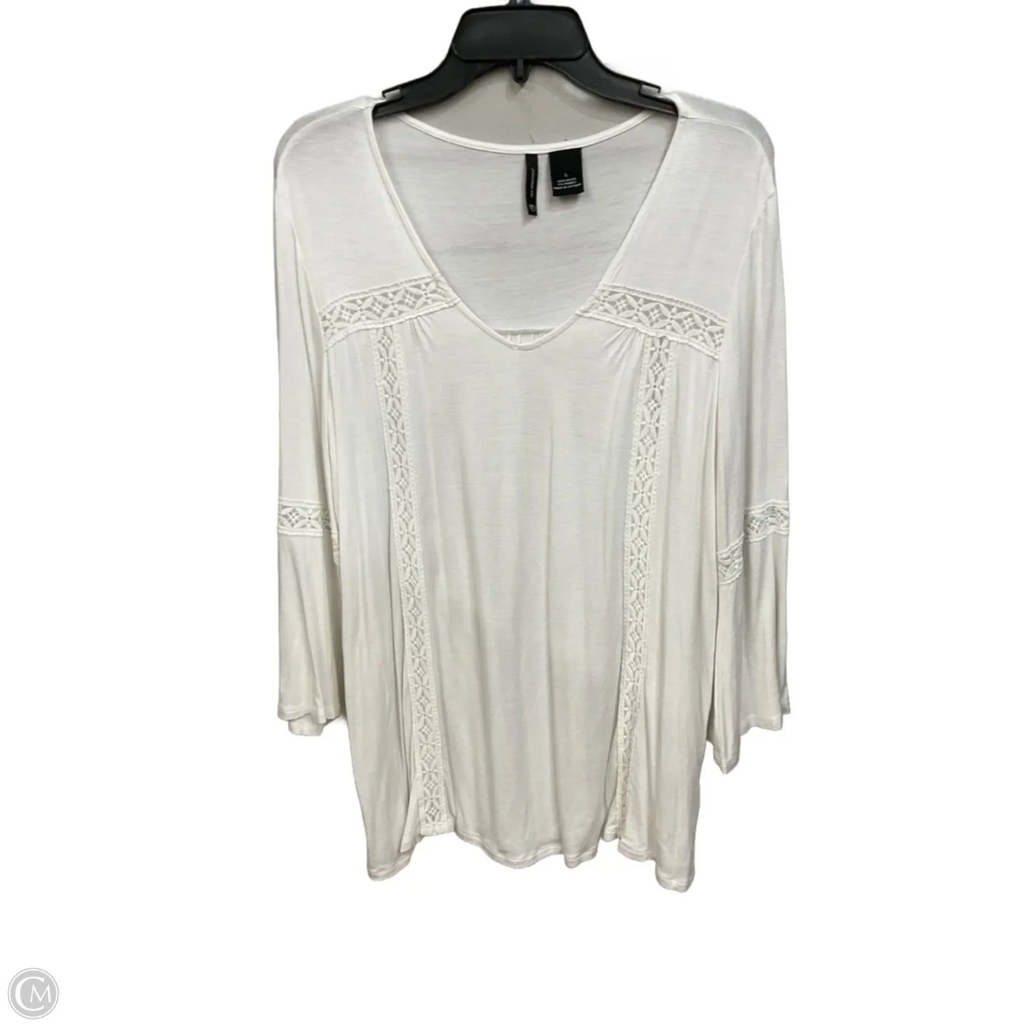 Top 3/4 Sleeve By New Directions In White, Size: L