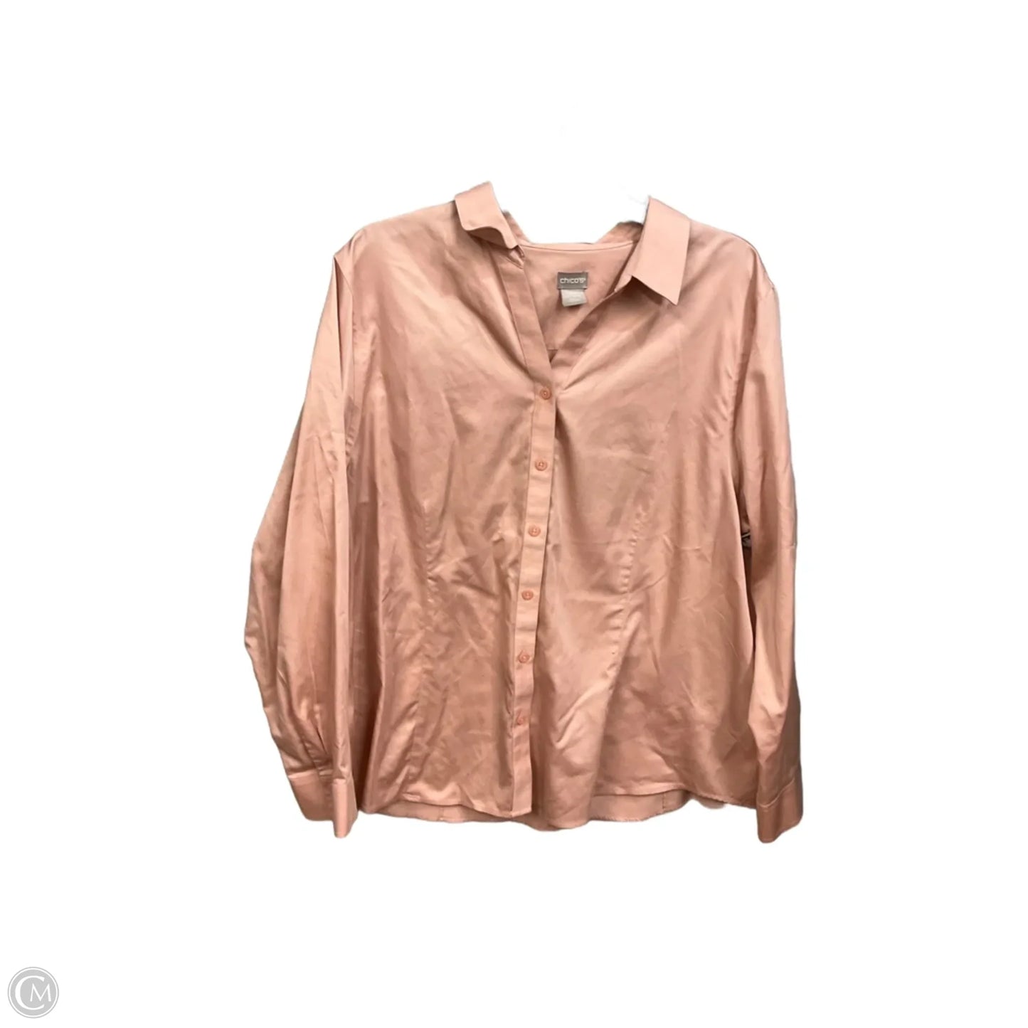 Blouse Long Sleeve By Chicos In Pink, Size: Xl