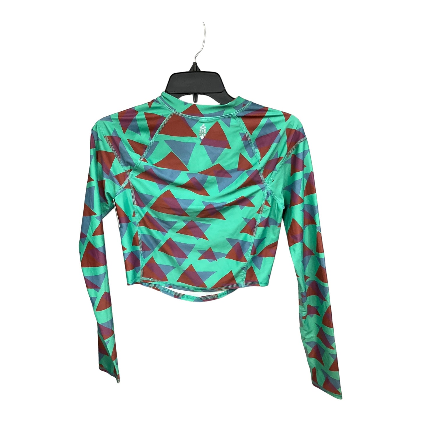 Geometric Pattern Athletic Top Long Sleeve Collar Free People, Size S