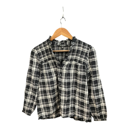 Top Long Sleeve By J. Crew In Plaid Pattern, Size: Xs