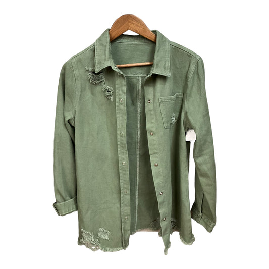 Jacket Shirt By Clothes Mentor In Green, Size: M