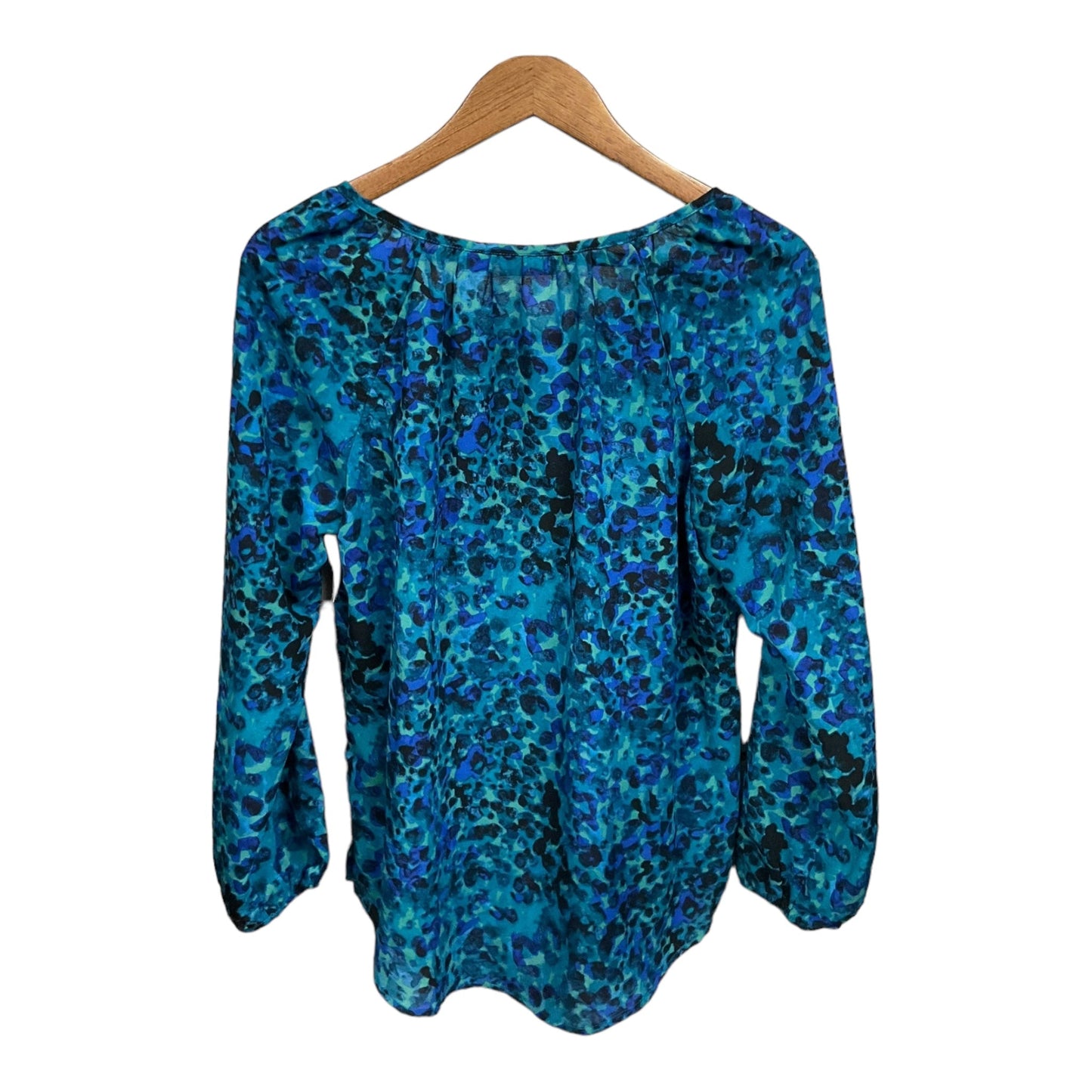 Blouse Long Sleeve By Liz Claiborne In Black & Blue, Size: M