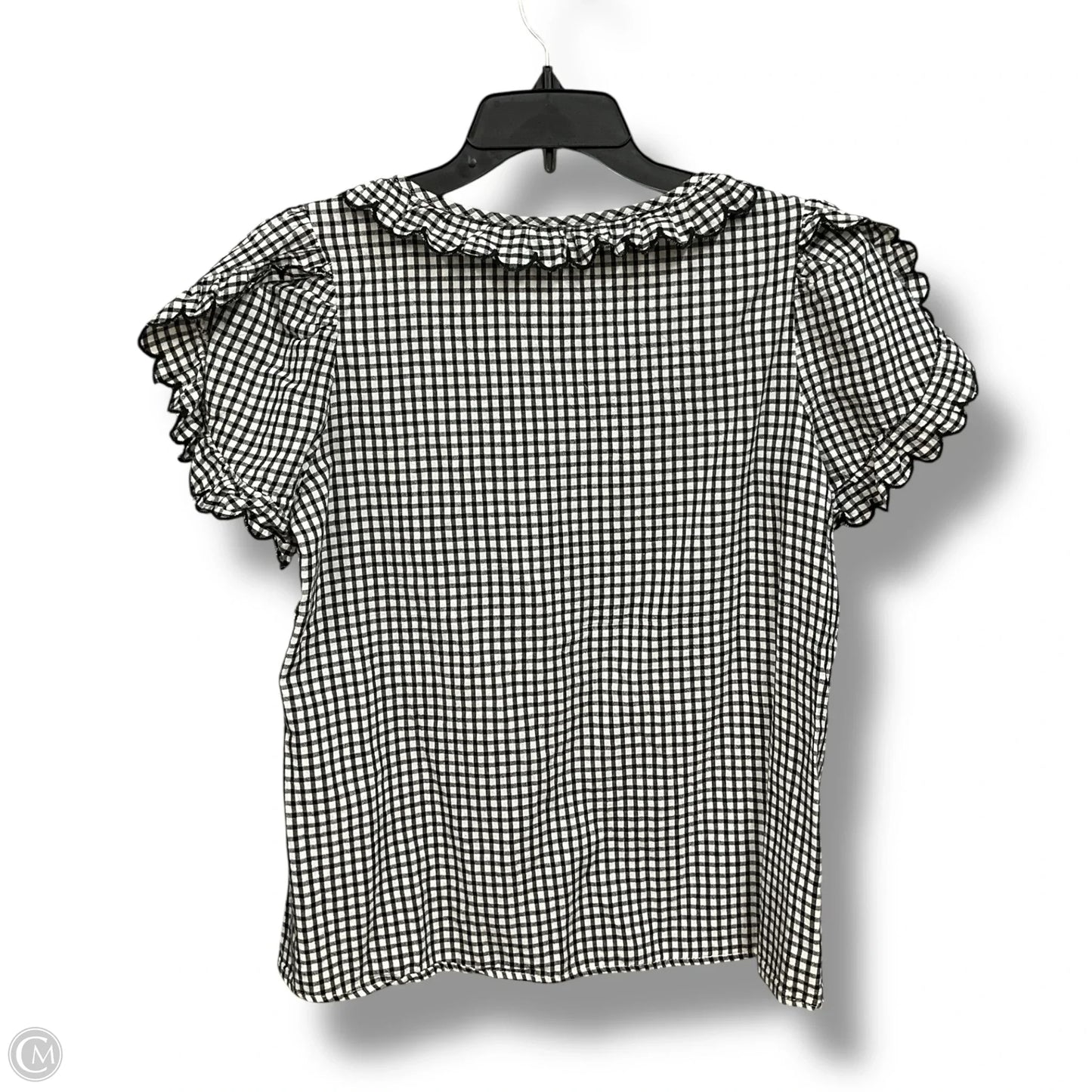 Blouse Short Sleeve By Max Studio In Checkered Pattern, Size: S