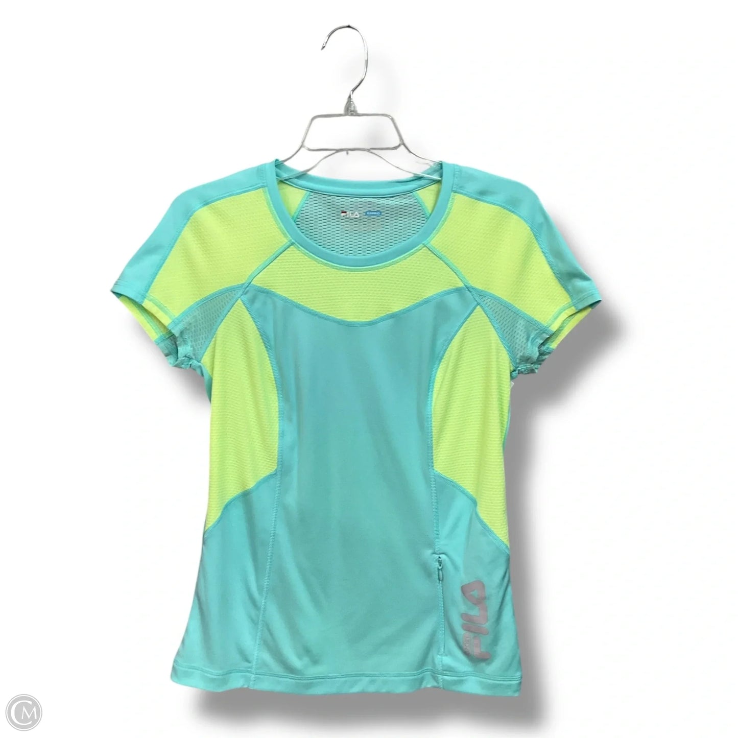 Athletic Top Short Sleeve By Fila In Aqua, Size: S