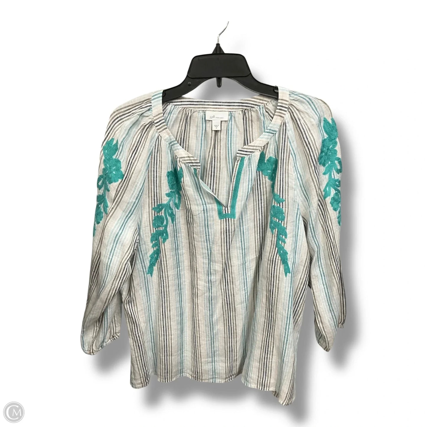 Blouse 3/4 Sleeve By J. Jill In Striped Pattern, Size: M