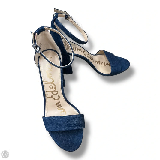 Sandals Heels Block By Sam Edelman In Blue Denim, Size: 7.5