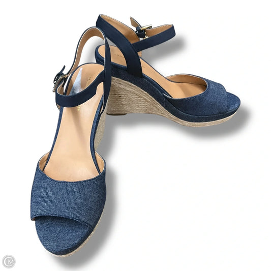 Sandals Heels Wedge By Tommy Hilfiger In Blue, Size: 8.5