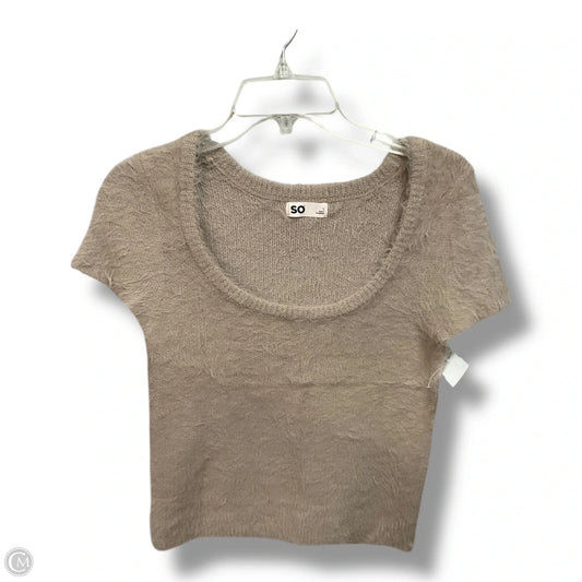 Sweater Short Sleeve By So In Taupe, Size: L
