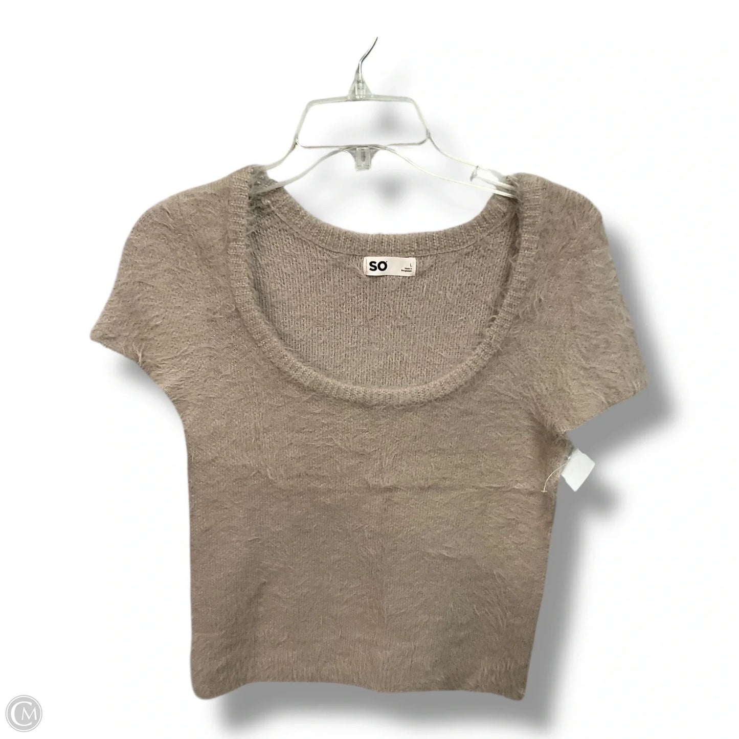 Sweater Short Sleeve By So In Taupe, Size: L