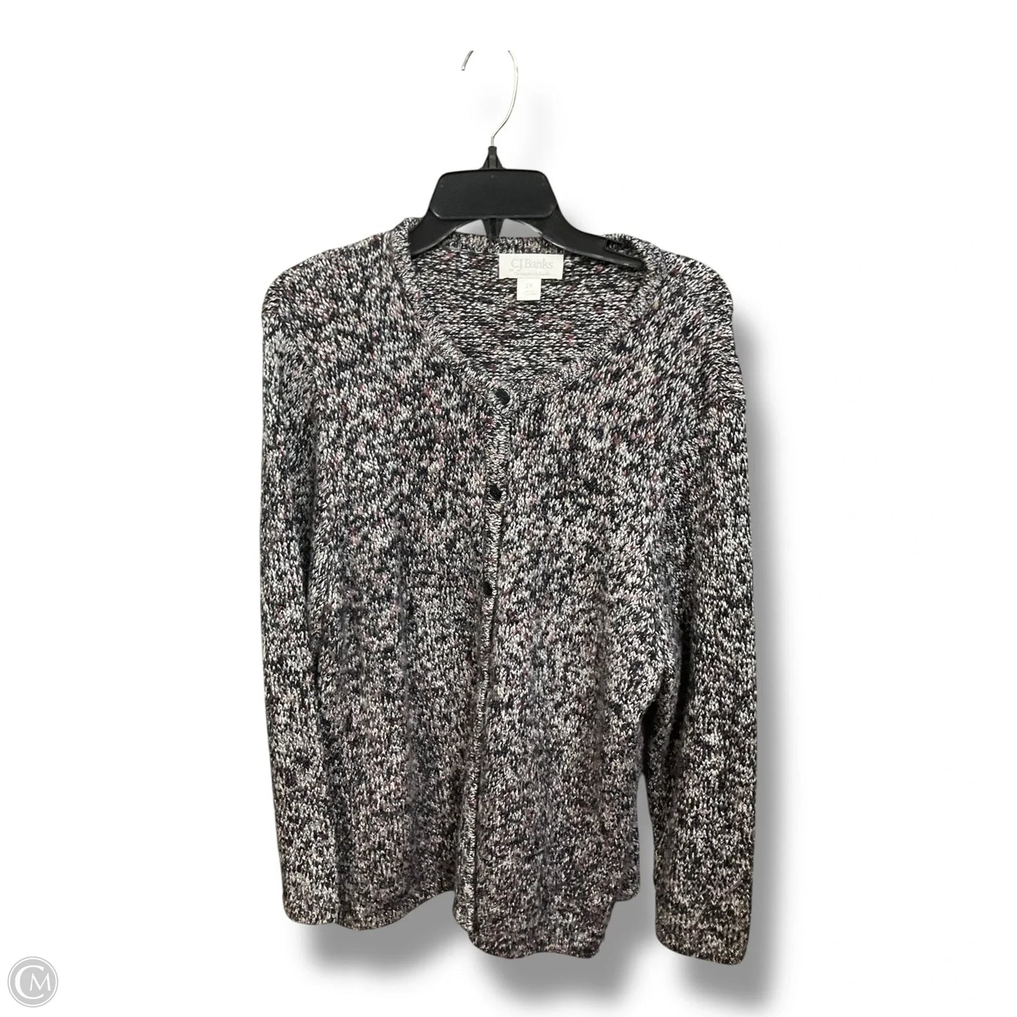 Sweater Cardigan By Cj Banks In Black & Purple, Size: 2x