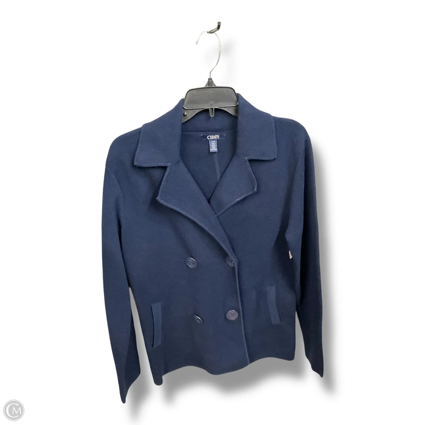 Sweater Cardigan By Chaps In Navy, Size: L
