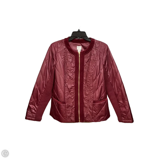 Jacket Puffer & Quilted By Zenergy By Chicos In Maroon, Size: M