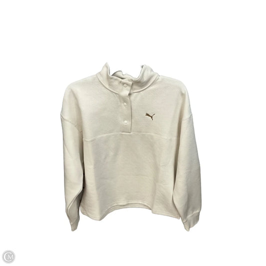 Athletic Top Long Sleeve Collar By Puma In Cream, Size: M