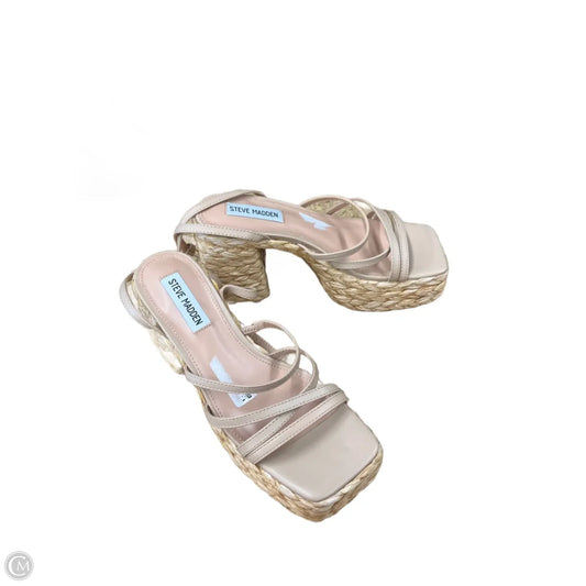 Sandals Heels Block By Steve Madden In Beige, Size: 6.5
