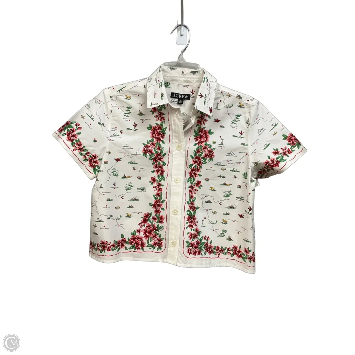 Blouse Short Sleeve By J. Crew In Floral Print, Size: Xs