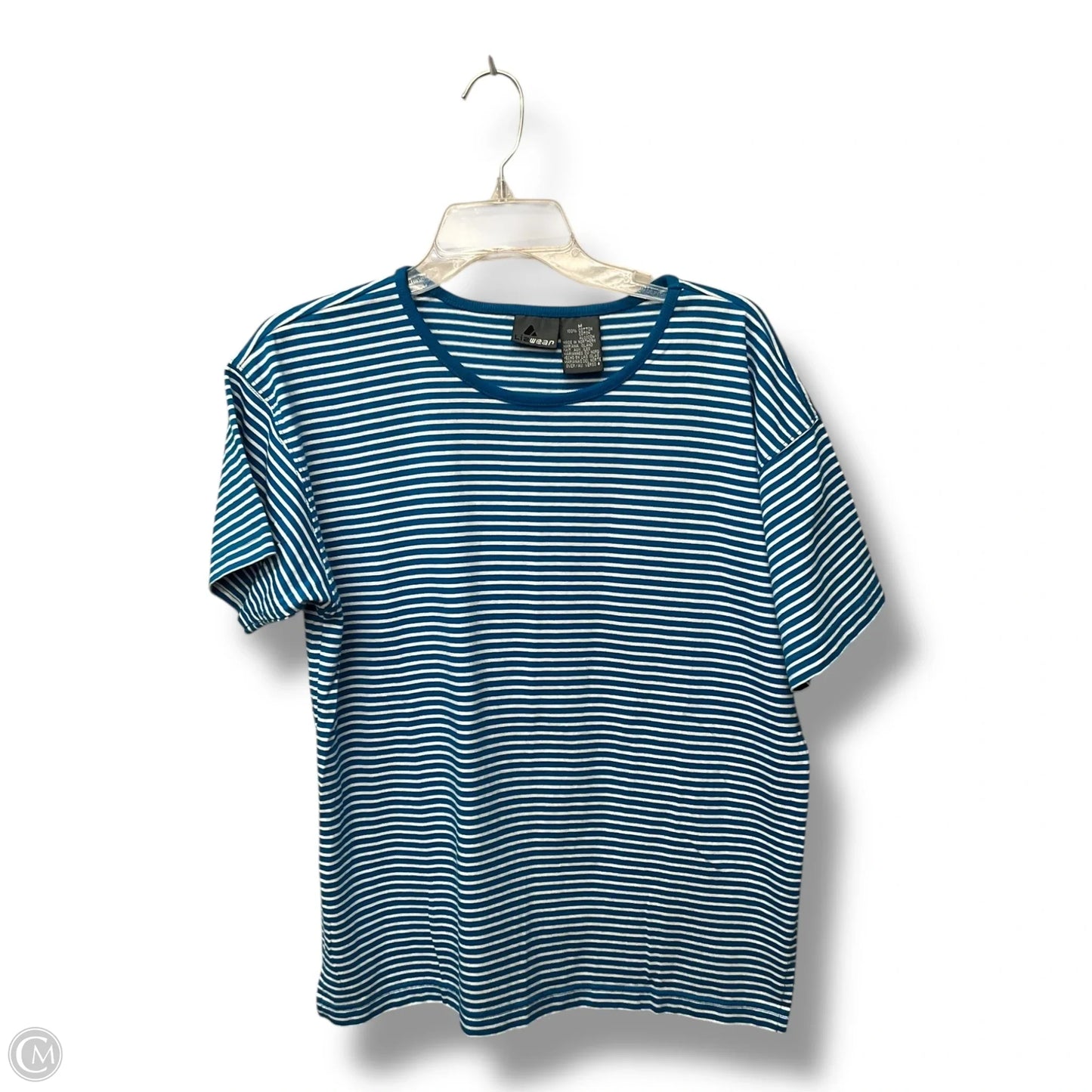Top Short Sleeve By Liz Wear In Striped Pattern, Size: M