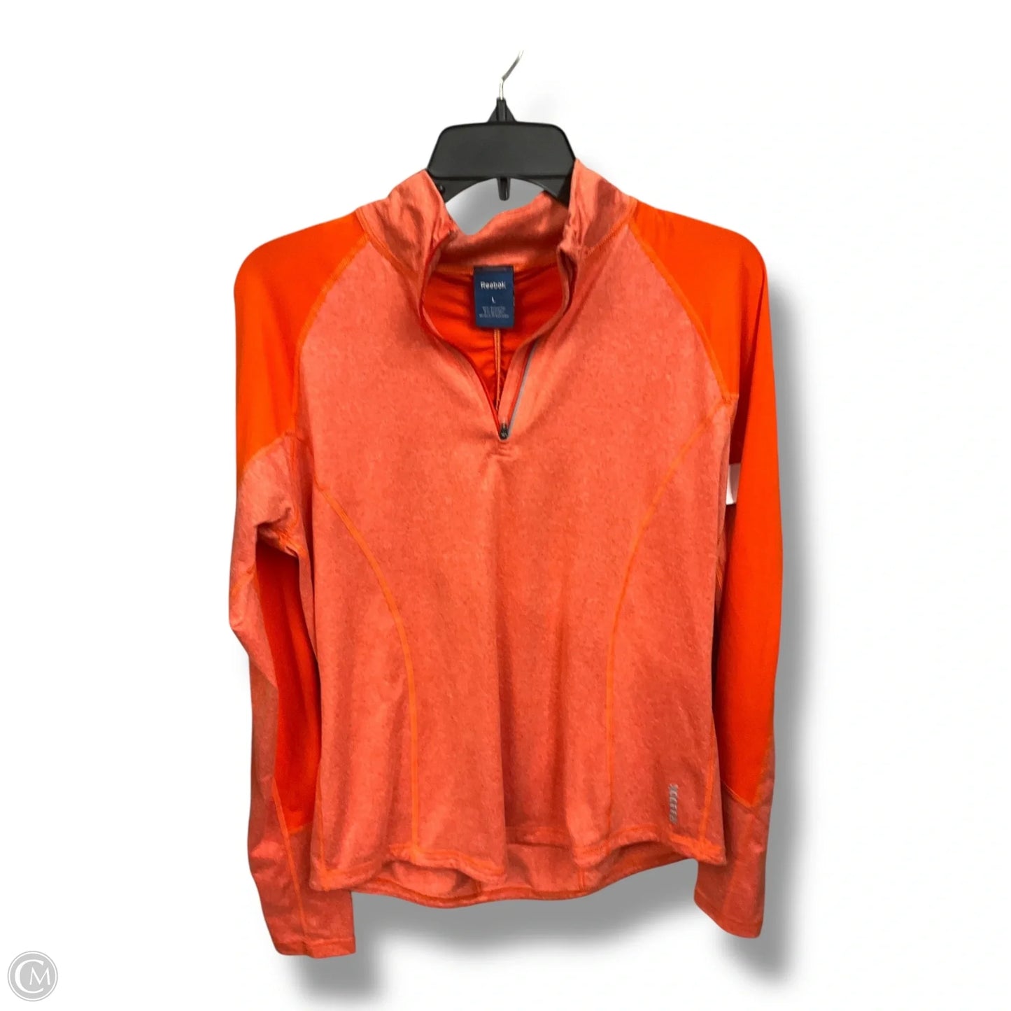 Athletic Top Long Sleeve Collar By Reebok In Orange, Size: L
