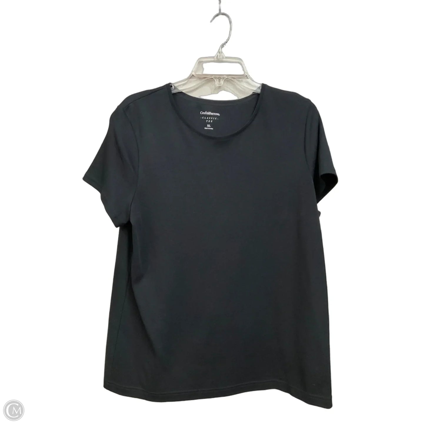 Top Short Sleeve Basic By Croft And Barrow In Black, Size: Xl