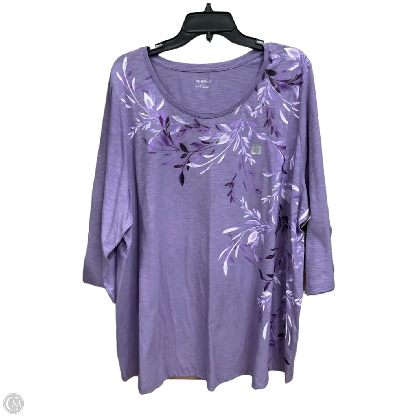 Top 3/4 Sleeve By Catherines In Floral Print, Size: 2x