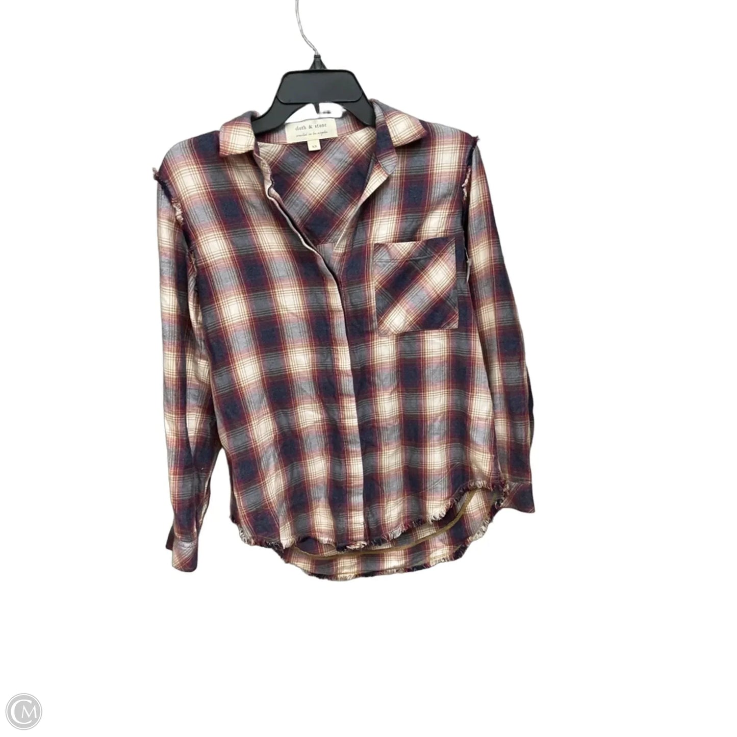 Top Long Sleeve By Cloth And Stone In Plaid Pattern, Size: Xs