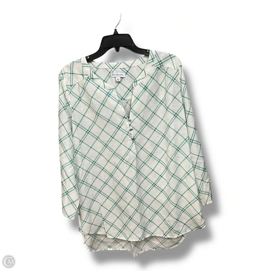Top 3/4 Sleeve By Kim Rogers In Plaid Pattern, Size: L