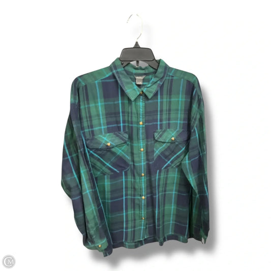 Blouse Long Sleeve By Eddie Bauer In Plaid Pattern, Size: Xl