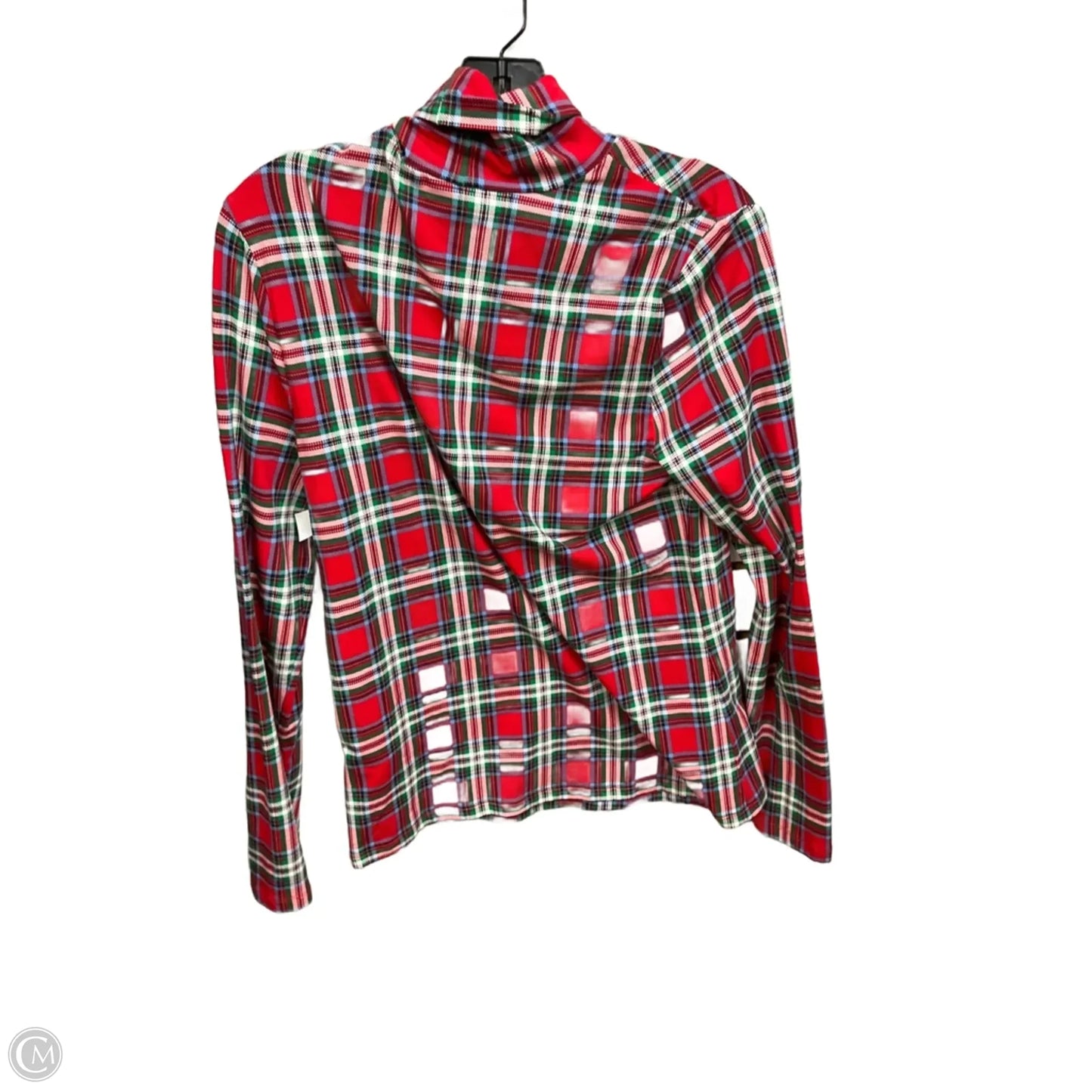 Top Long Sleeve By Lands End In Plaid Pattern, Size: M