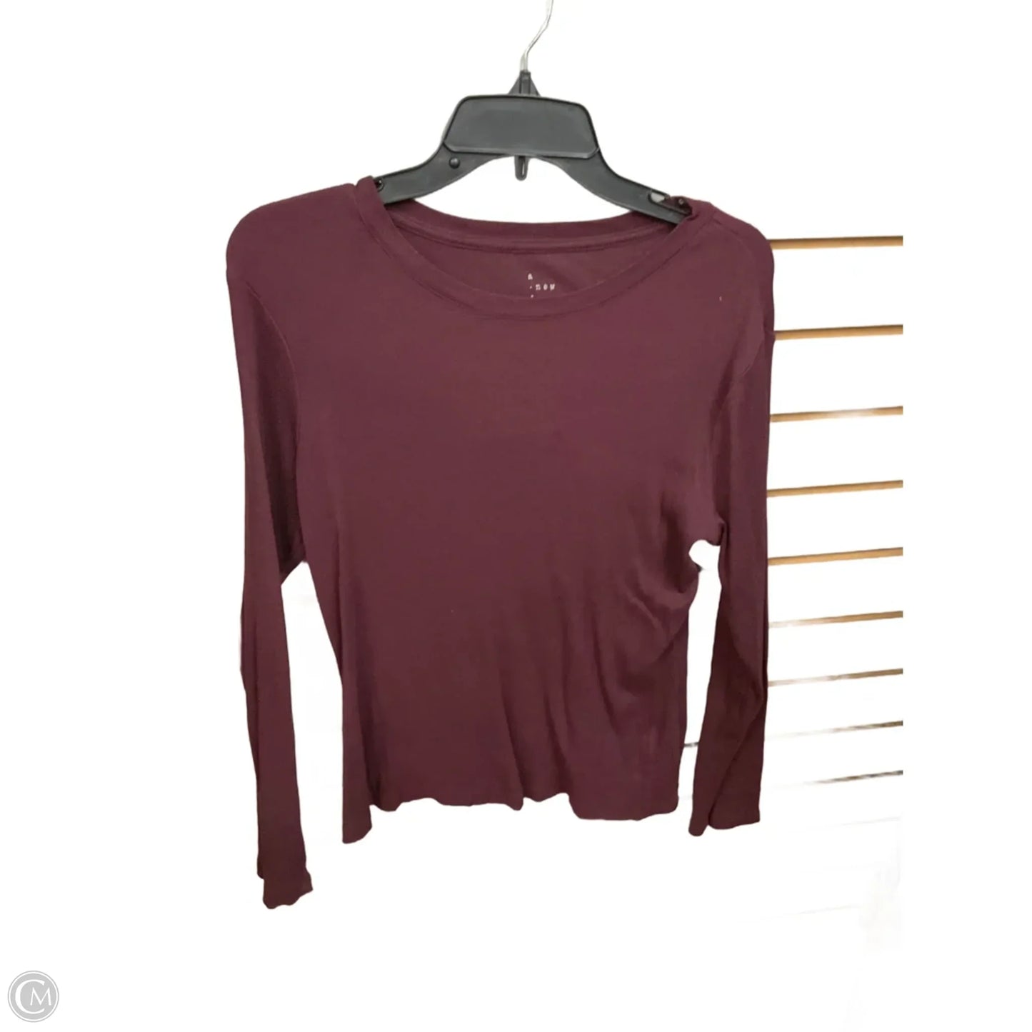 Top Long Sleeve Basic By A New Day In Maroon, Size: M