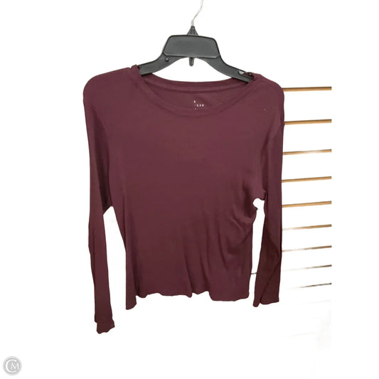 Top Long Sleeve Basic By A New Day In Maroon, Size: M