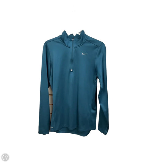 Athletic Top Long Sleeve Collar By Nike Apparel In Teal, Size: S