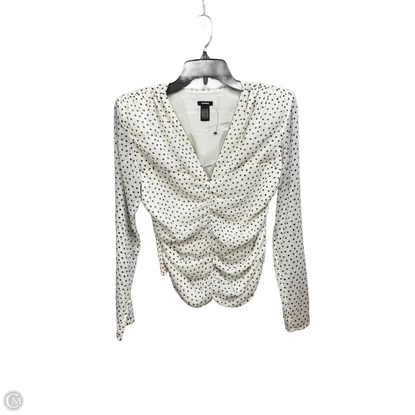 Top Long Sleeve By Express In Polkadot Pattern, Size: S