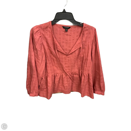 Blouse Long Sleeve By Banana Republic In Peach, Size: M