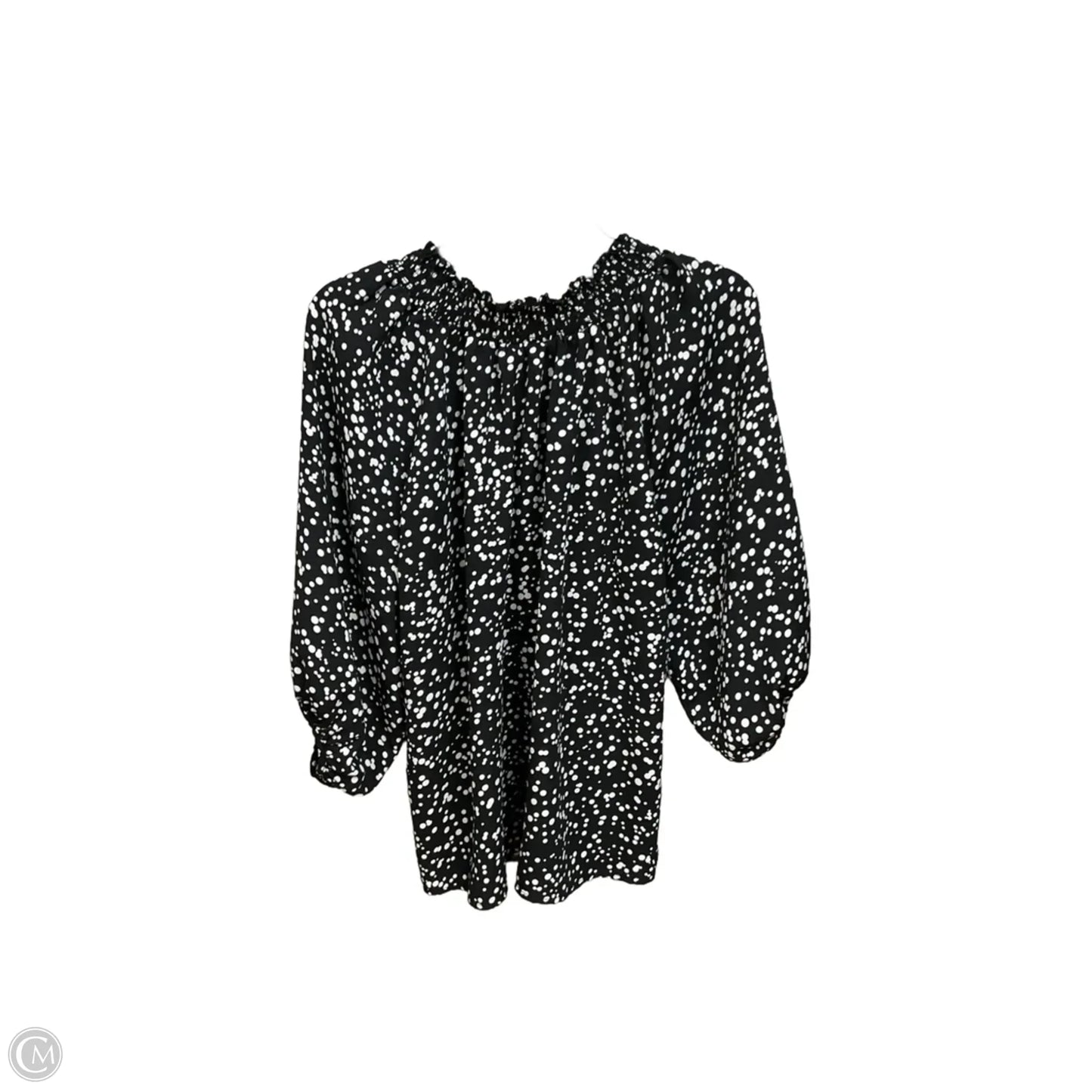 Blouse Long Sleeve By Adrienne Vittadini In Polkadot Pattern, Size: Xl