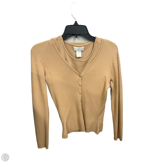 Top 2pc Long Sleeve By Worthington In Tan, Size: M