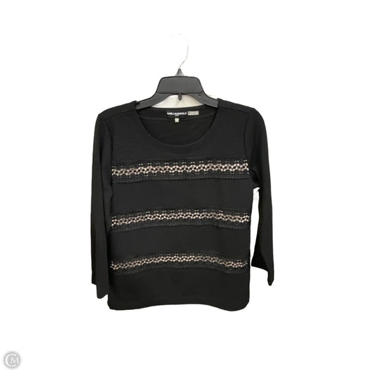 Top Long Sleeve Designer By Karl Lagerfeld In Black, Size: S