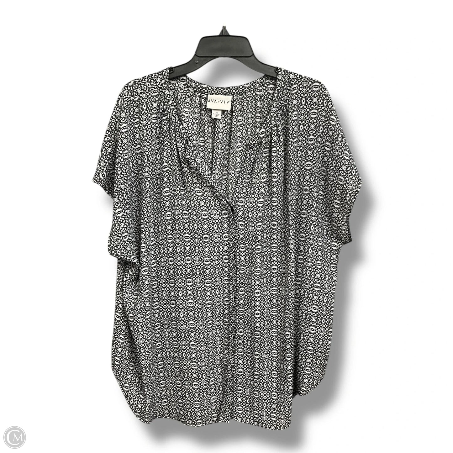 Blouse Short Sleeve By Ava & Viv In Black & White, Size: 2x