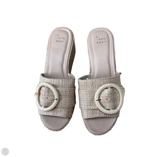 Sandals Heels Wedge By A New Day In Tan, Size: 8
