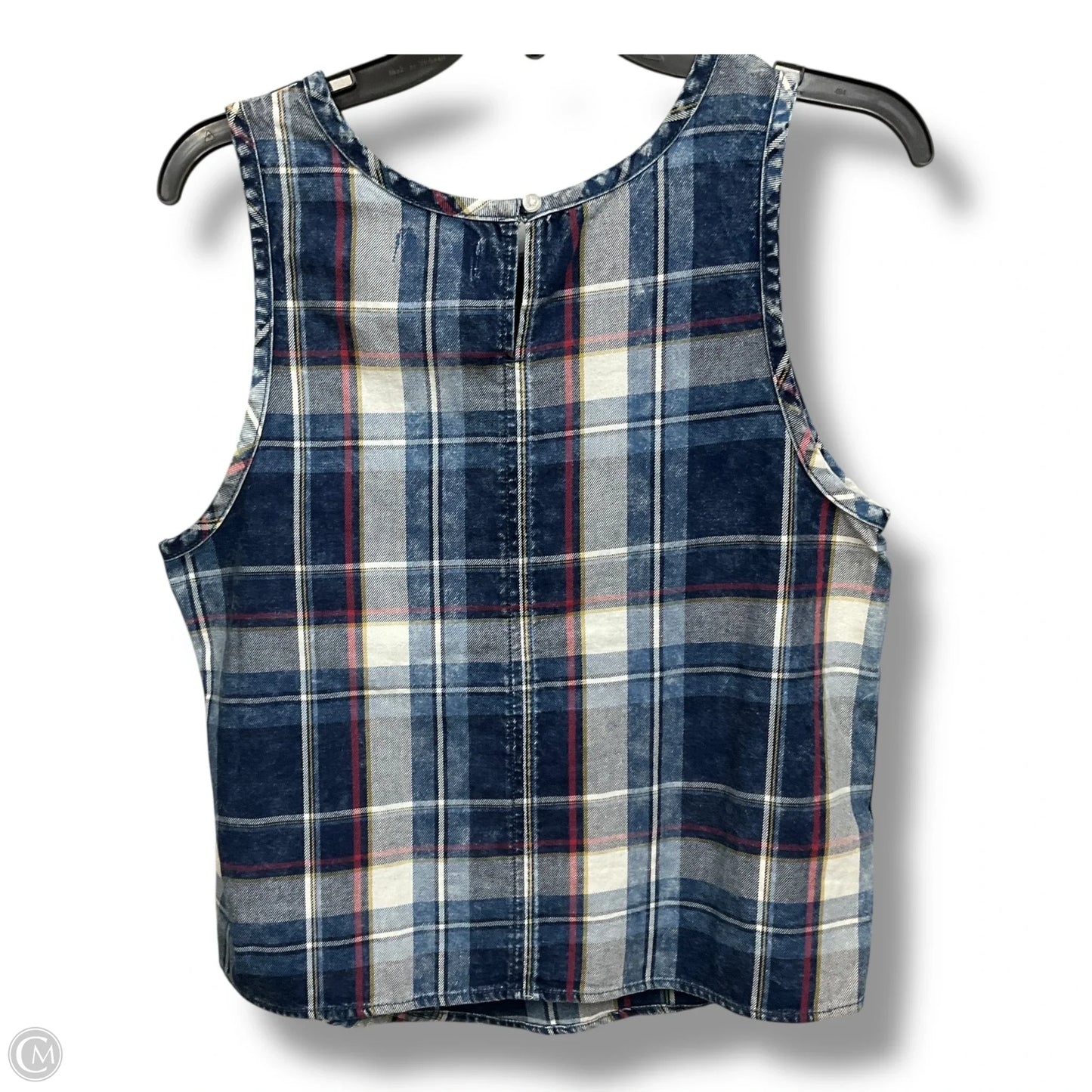 Top Sleeveless By Love Fire In Plaid Pattern, Size: M