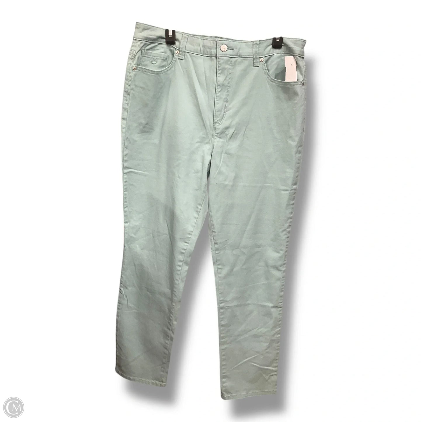 Jeans Straight By Gloria Vanderbilt In Green Denim, Size: 14