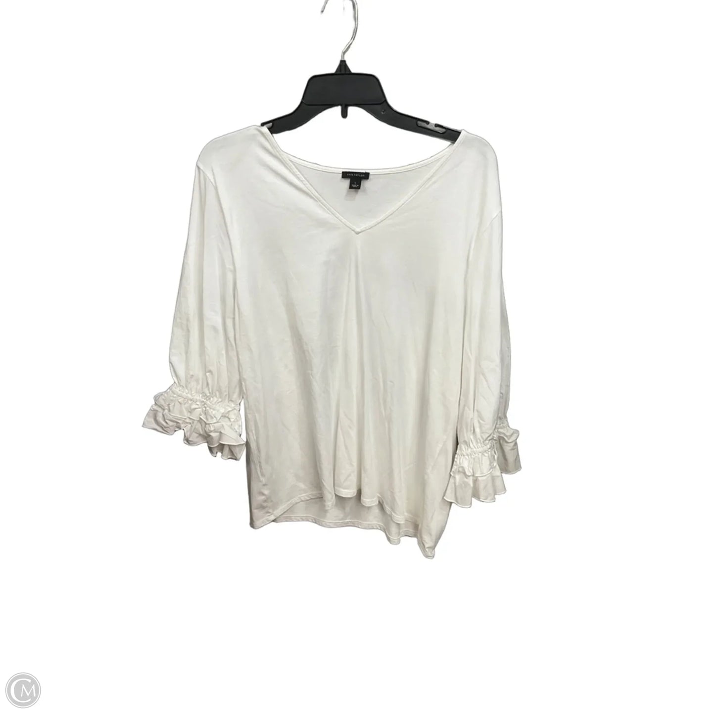 Top Long Sleeve By Ann Taylor In White, Size: L