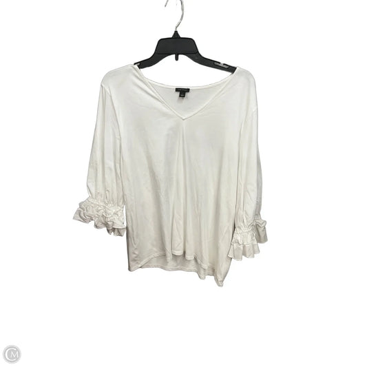 Top Long Sleeve By Ann Taylor In White, Size: L