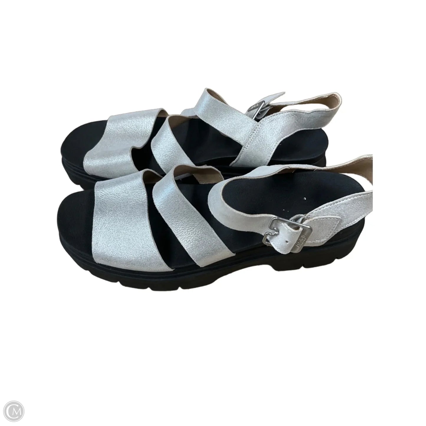 Sandals Heels Platform By Dr Scholls In Black & Silver, Size: 11
